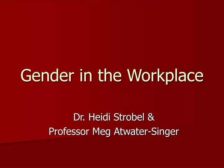 gender in the workplace