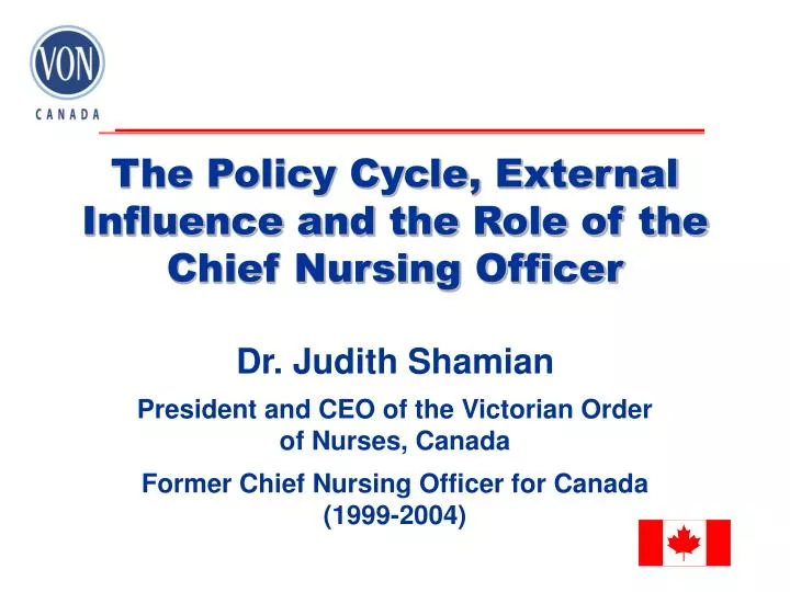the policy cycle external influence and the role of the chief nursing officer