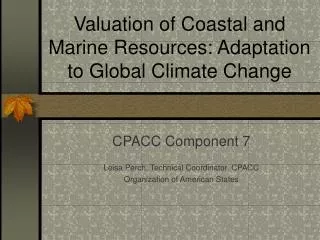Valuation of Coastal and Marine Resources: Adaptation to Global Climate Change