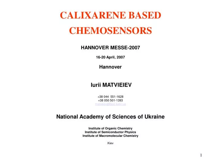 calixarene based chemosensors