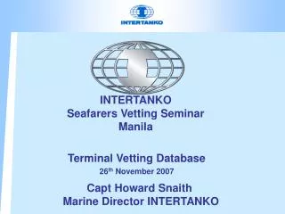 INTERTANKO Seafarers Vetting Seminar Manila