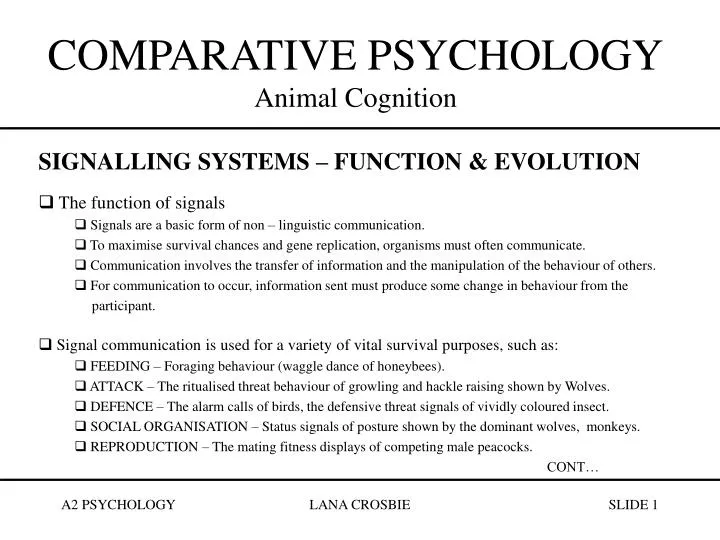 comparative psychology animal cognition