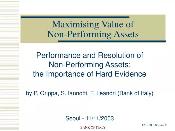 maximising value of non performing assets