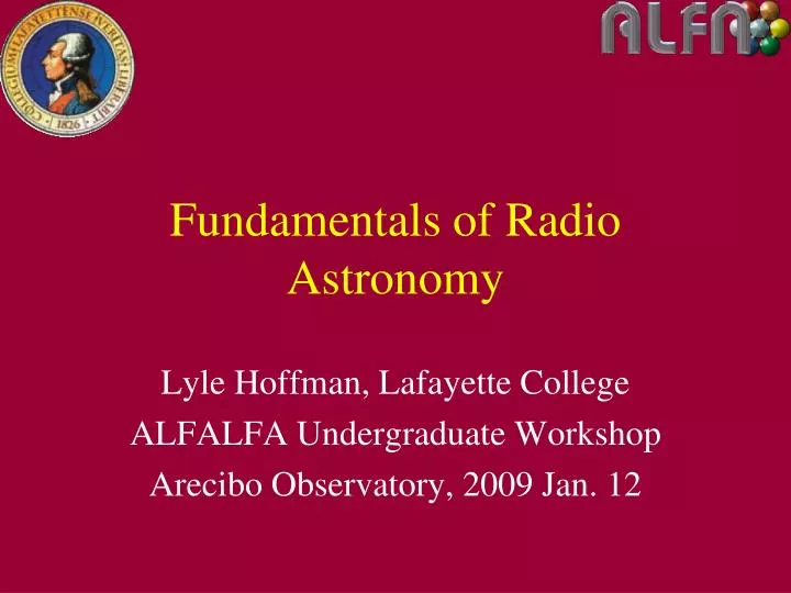 lyle hoffman lafayette college alfalfa undergraduate workshop arecibo observatory 2009 jan 12