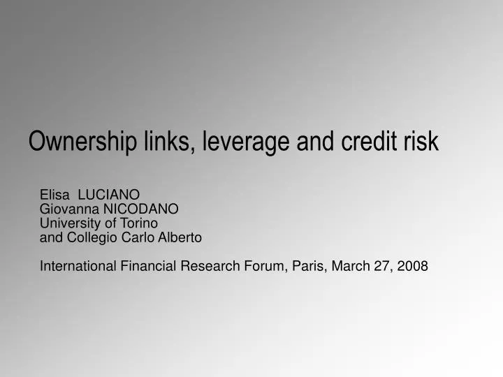 ownership links leverage and credit risk
