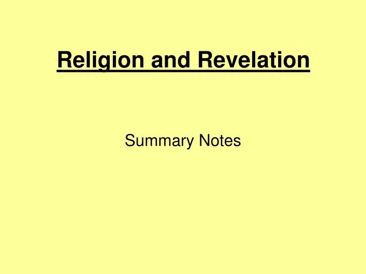 religion and revelation