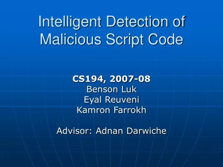 intelligent detection of malicious script code