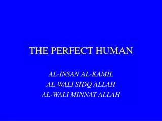 THE PERFECT HUMAN