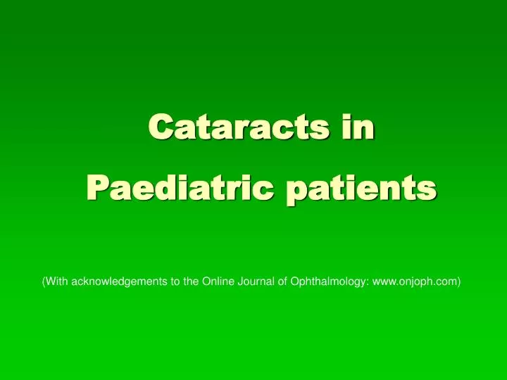 cataracts in paediatric patients