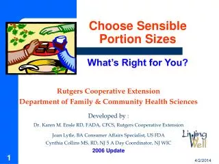 Choose Sensible Portion Sizes What’s Right for You?