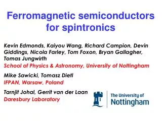Ferromagnetic semiconductors for spintronics