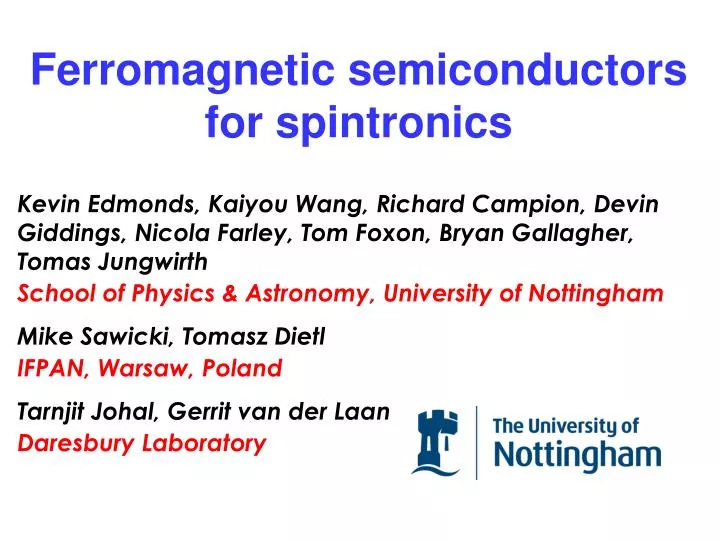ferromagnetic semiconductors for spintronics