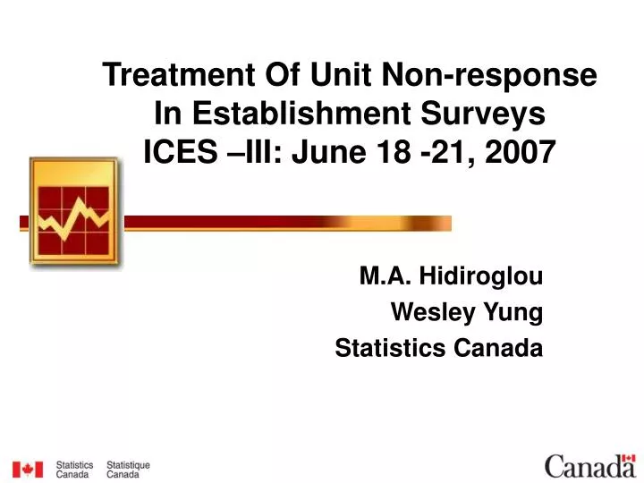 treatment of unit non response in establishment surveys ices iii june 18 21 2007