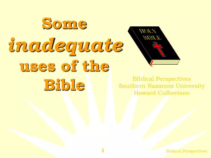 some inadequate uses of the bible