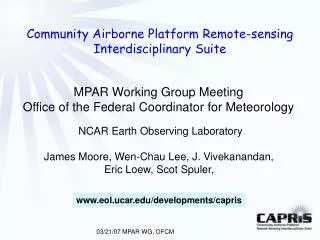 Community Airborne Platform Remote-sensing Interdisciplinary Suite