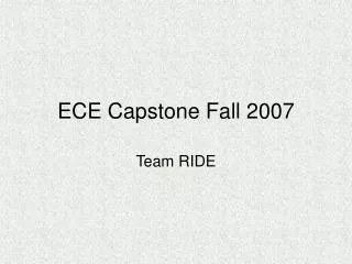 ECE Capstone Fall 2007