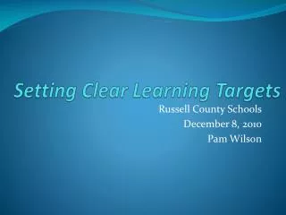 Setting Clear Learning Targets