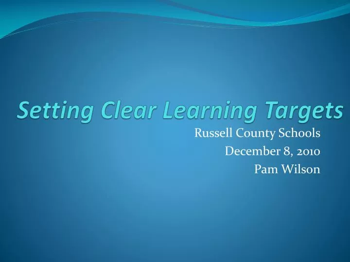 setting clear learning targets