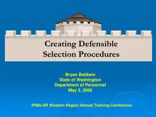 Bryan Baldwin State of Washington Department of Personnel May 3, 2006