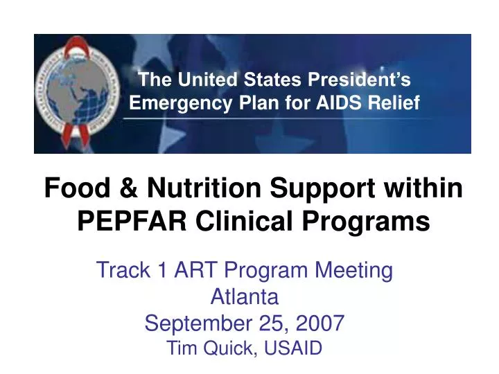 food nutrition support within pepfar clinical programs