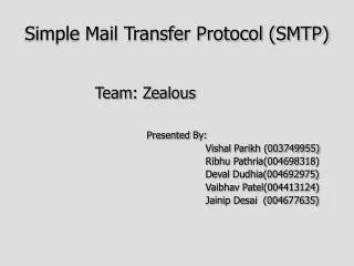 Simple Mail Transfer Protocol (SMTP)