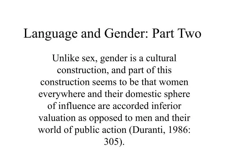 language and gender part two