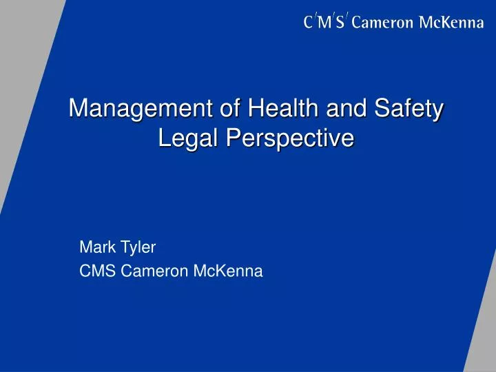 management of health and safety legal perspective