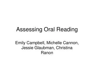 Assessing Oral Reading