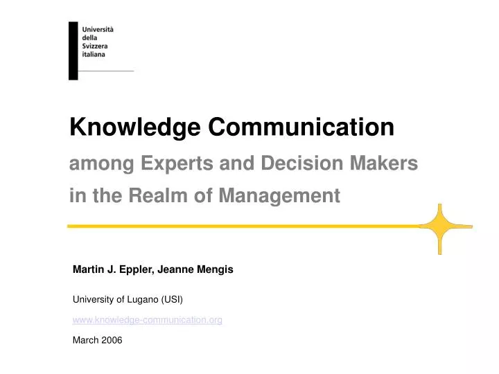 knowledge communication among experts and decision makers in the realm of management