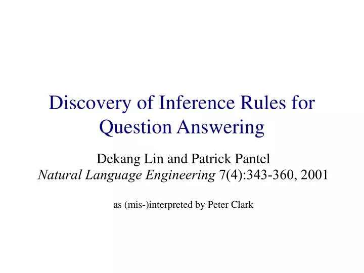 discovery of inference rules for question answering