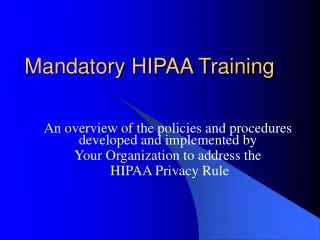 Mandatory HIPAA Training