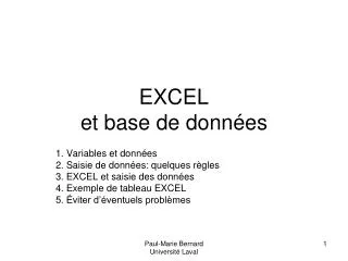 excel et base de donn es