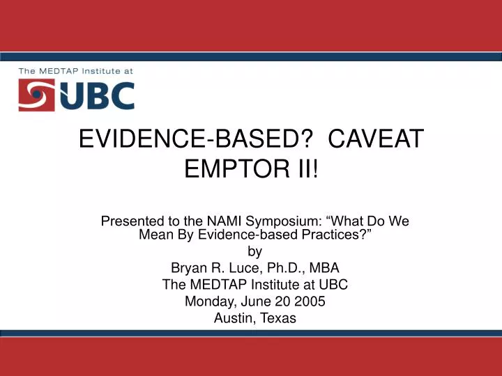 evidence based caveat emptor ii