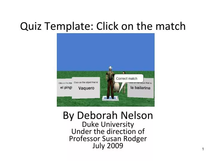 quiz template click on the match