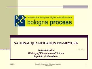 NATIONAL QUALIFICATION FRAMEWORK Nadezda Uzelac Ministry of Education and Science Republic of Macedonia
