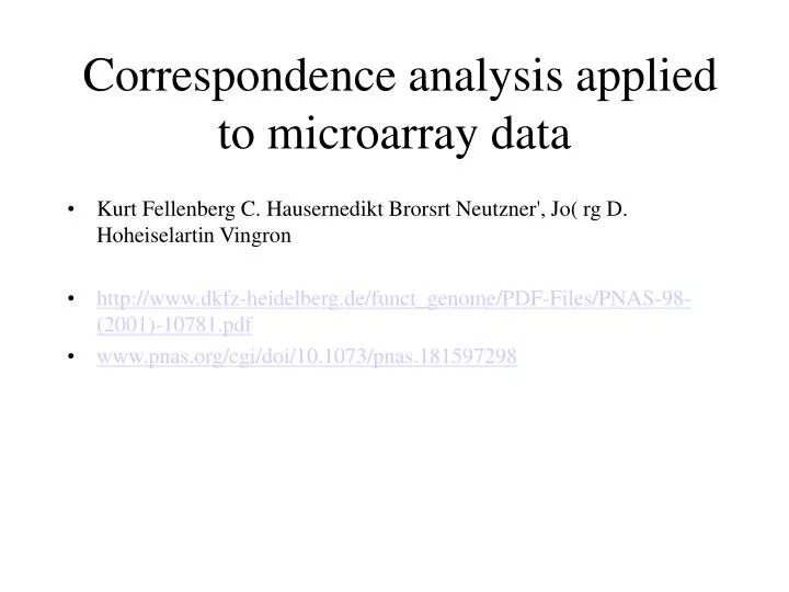 correspondence analysis applied to microarray data