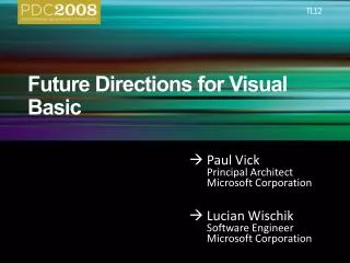 Future Directions for Visual Basic