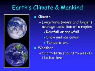 Earth’s Climate &amp; Mankind