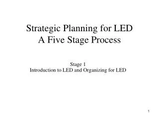 Strategic Planning for LED A Five Stage Process