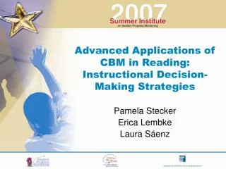 Advanced Applications of CBM in Reading: Instructional Decision-Making Strategies