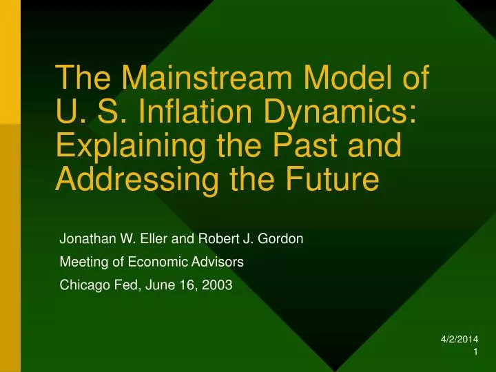 the mainstream model of u s inflation dynamics explaining the past and addressing the future