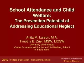 School Attendance and Child Welfare: The Prevention Potential of Addressing Educational Neglect