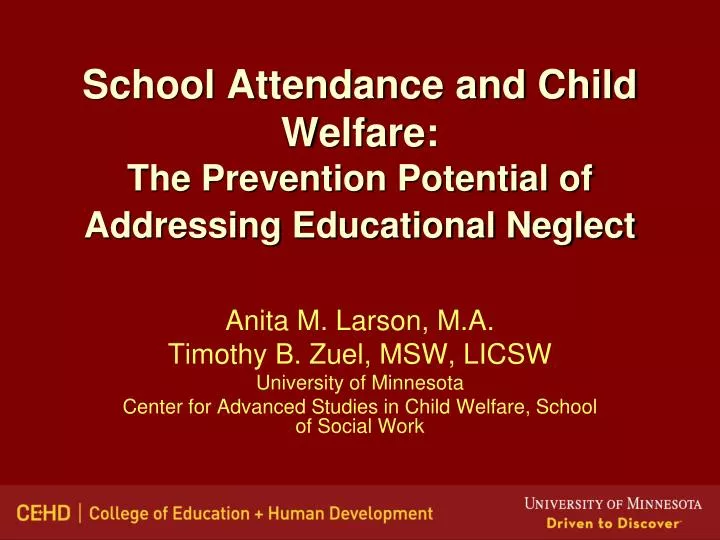 school attendance and child welfare the prevention potential of addressing educational neglect