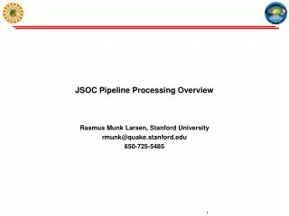 JSOC Pipeline Processing Overview