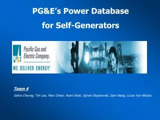 PG&amp;E’s Power Database for Self-Generators