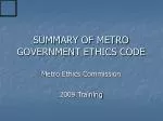 SUMMARY OF METRO GOVERNMENT ETHICS CODE - slide 1