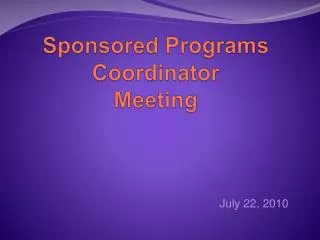 Sponsored Programs Coordinator Meeting