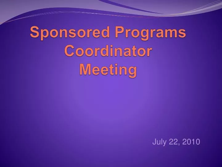 sponsored programs coordinator meeting