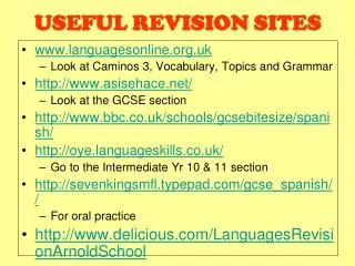 USEFUL REVISION SITES