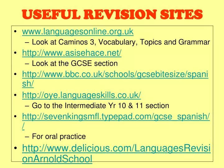 useful revision sites